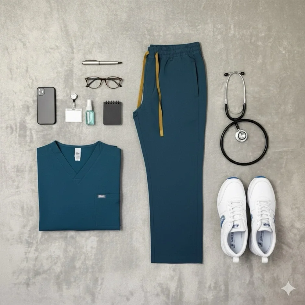 FIGS Scrub Pants Men Small Cambridge Contrast Trim Teal M23SW2039s Medical Tech